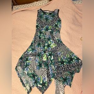 3/$35 ECI sleeveless fit and flare asymmetrical hem dress